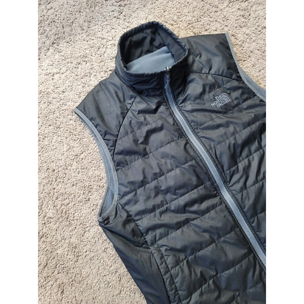 The North Face Men's L Trinity Reversible Puffer Fleece Vest Black Gray Full Zip